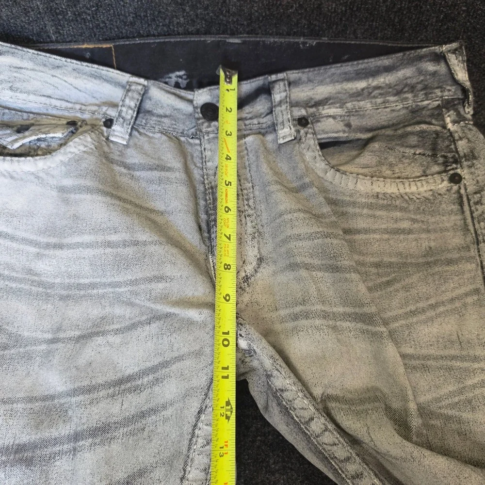 True Religion Straight WFLP Big T Grey Acid Wash Jeans Mens 36 MVG859EDG